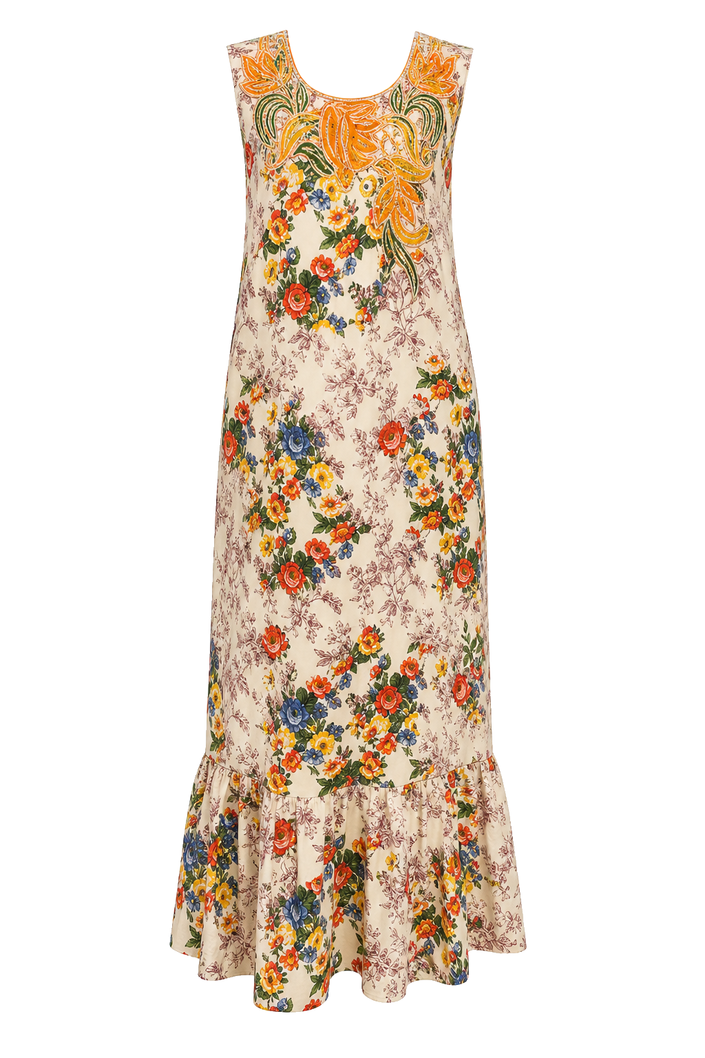 Robe maxi crème fleurie