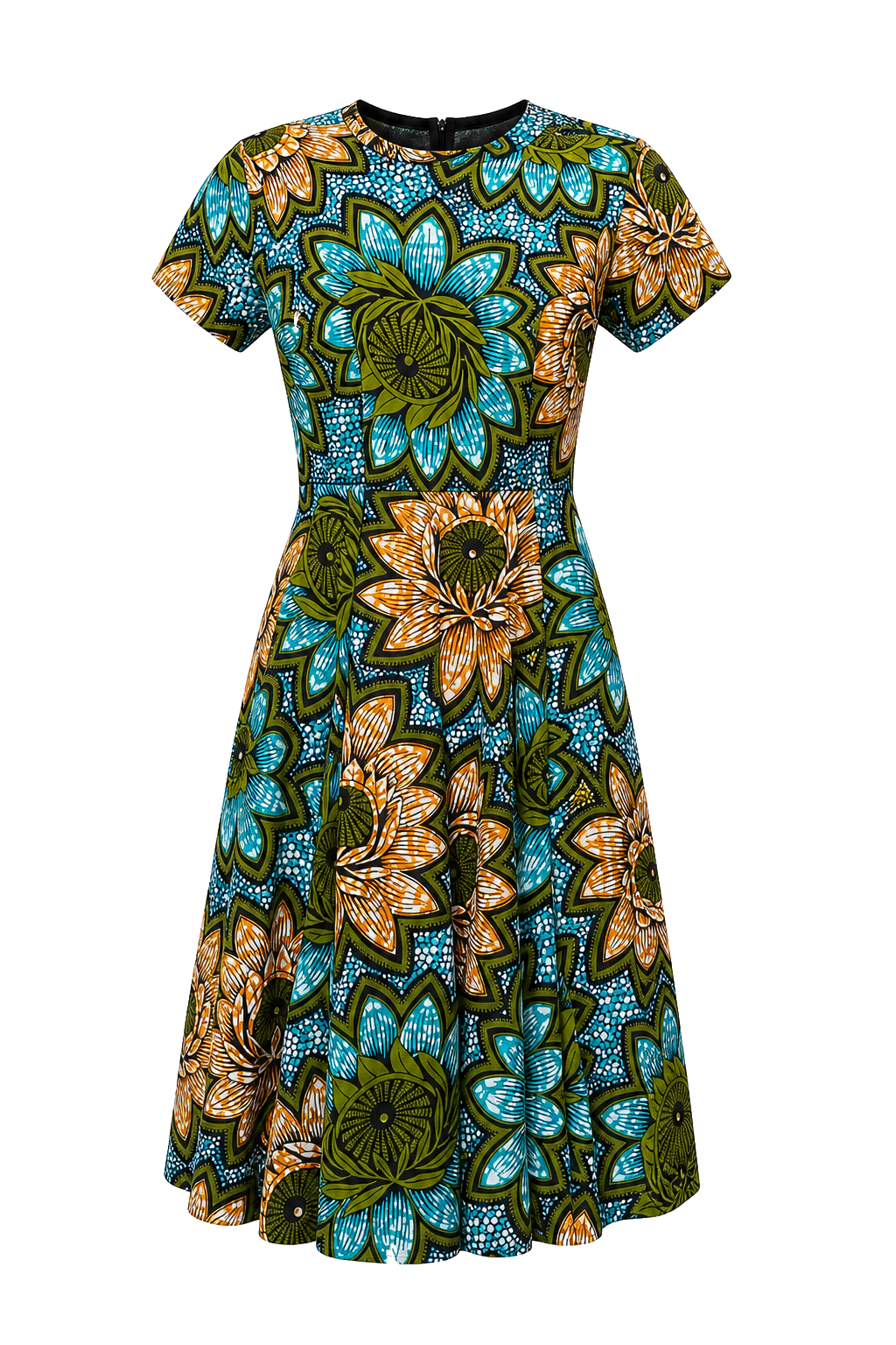 Robe midi florale turquoise