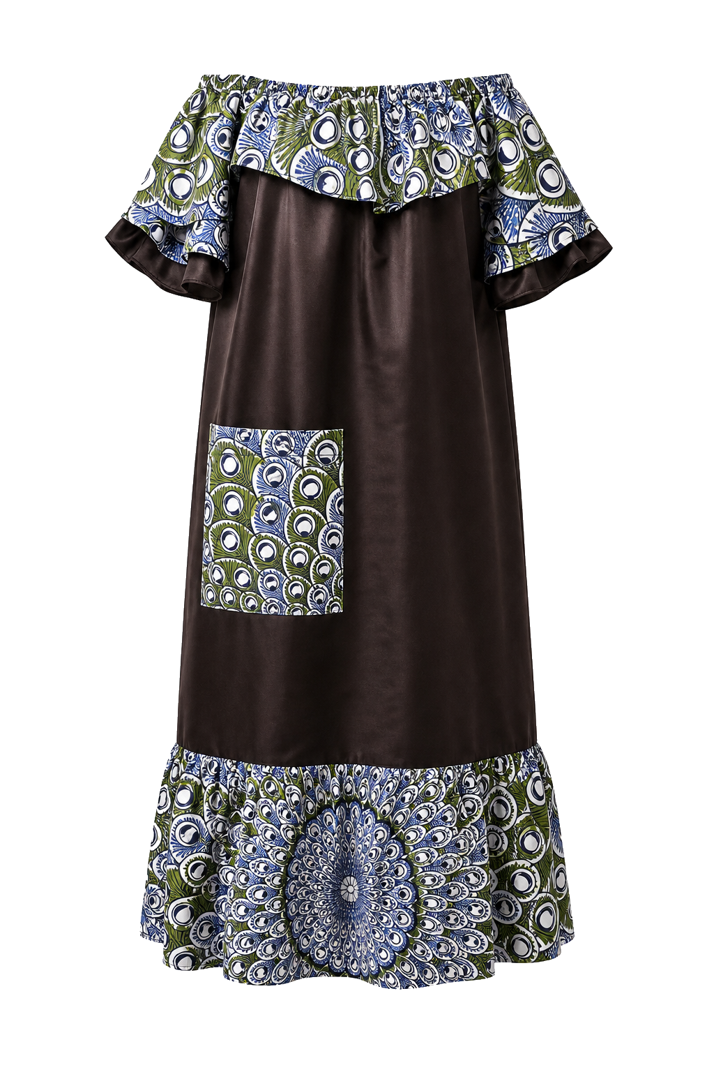 Robe satin marron paon